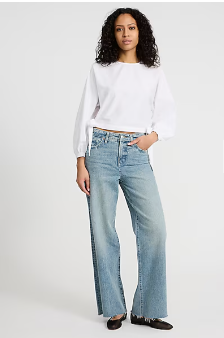 Crew Neck Long Sleeve Side Tie Top