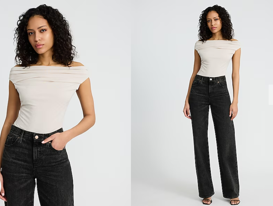 Boat Neck Cap Sleeve Ruched Bodysuit