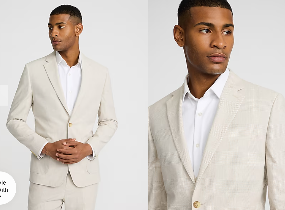 Extra Slim Plaid Khaki Linen-Blend Suit Jacket