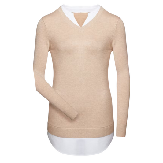 Ladies 2-in-1 Pullover - Cream, M